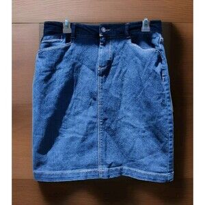 Per Se Denim Blue Jean Pencil Skirt Womens Size 8 Medium Wash 29 Short No Slit